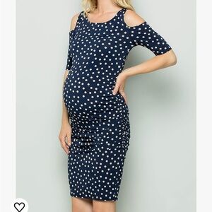 Navy polka dot MATERNITY dress